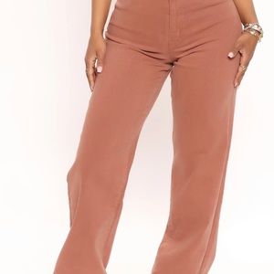 Fashion Nova Wide Leg Brown Jeans